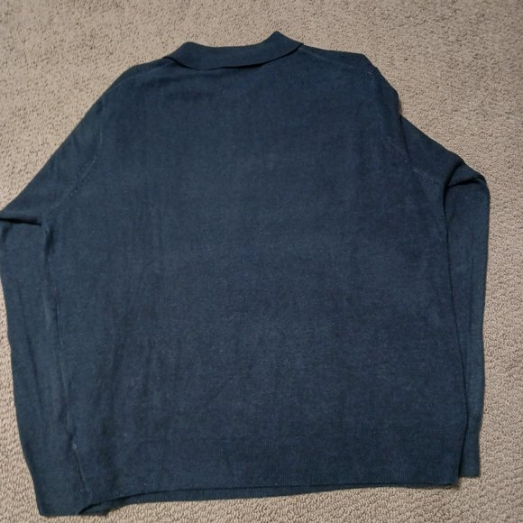 DOCKERS long sleeve soft sweater with rib front and button up neck line collar - Picture 3 of 3